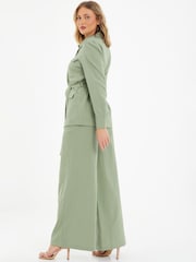 Quiz Green High Waist Wide Leg Trousers - Image 2 of 4