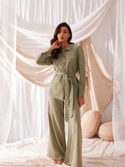 Quiz Green Tie Waist Utility Jacket - Image 1 of 5