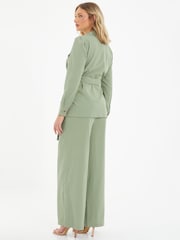 Quiz Green Tie Waist Utility Jacket - Image 3 of 5