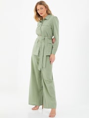 Quiz Green Tie Waist Utility Jacket - Image 4 of 5