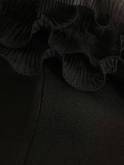 Quiz Black Scuba Foam Bardot Midi Skater Dress With Organza Trim Detail - Image 5 of 5
