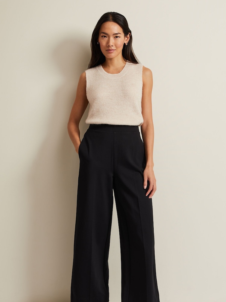 Phase Eight Black Ponte Mila Wide Leg Trousers - Image 1 of 7