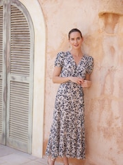 Phase Eight Black Multi Floral Amy Midi Dress - Image 1 of 8