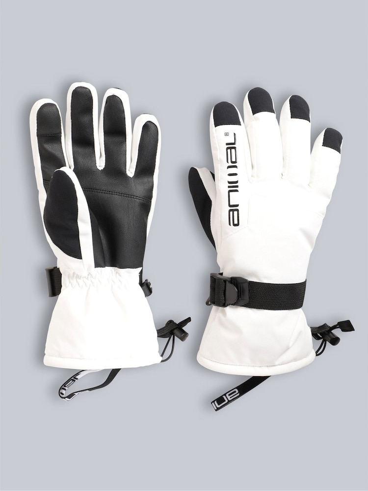 Animal White Womens Flow Snow Gloves - Image 1 of 6