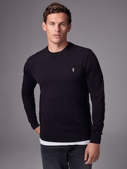 Black Stag Logo Regular Fit Cotton Rich Crew Jumper - Image 1 of 7