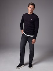 Black Stag Logo Regular Fit Cotton Rich Crew Jumper - Image 2 of 7