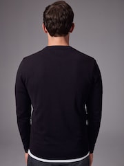 Black Stag Logo Regular Fit Cotton Rich Crew Jumper - Image 3 of 7