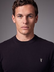 Black Stag Logo Regular Fit Cotton Rich Crew Jumper - Image 5 of 7