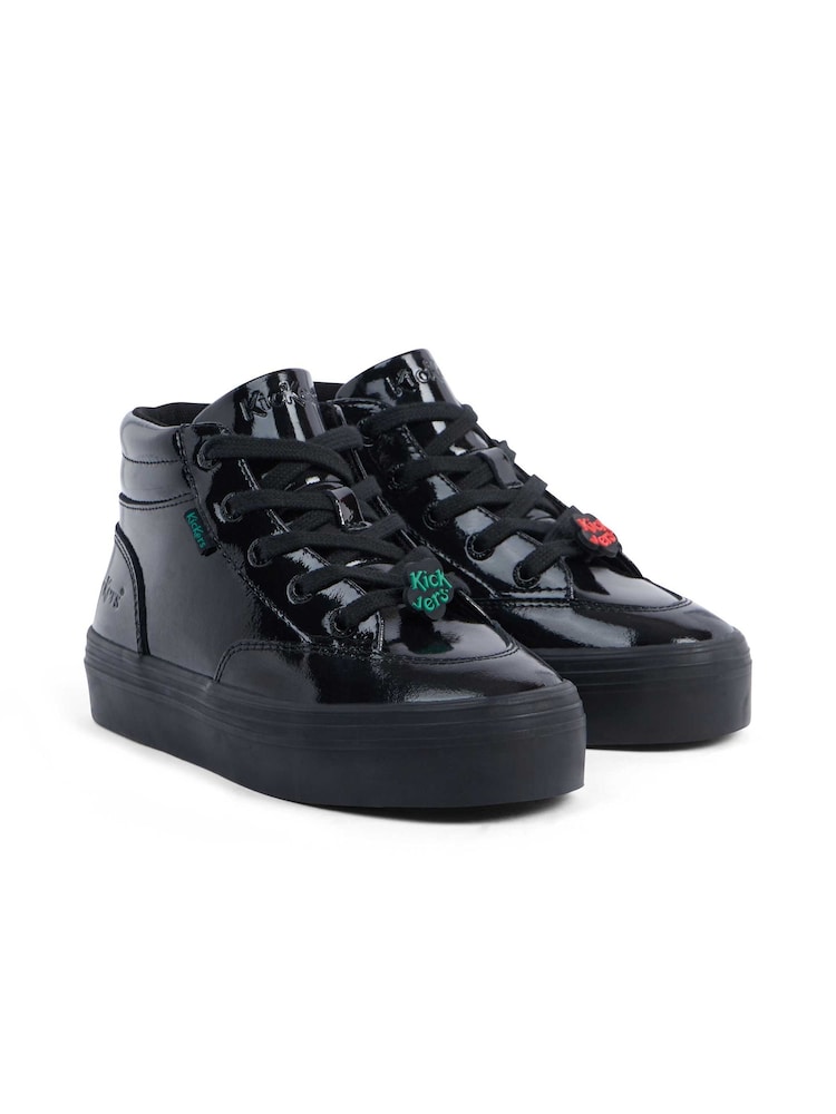 Kickers Black Tovni Stack Hi Flower Patent Trainers - Image 1 of 5