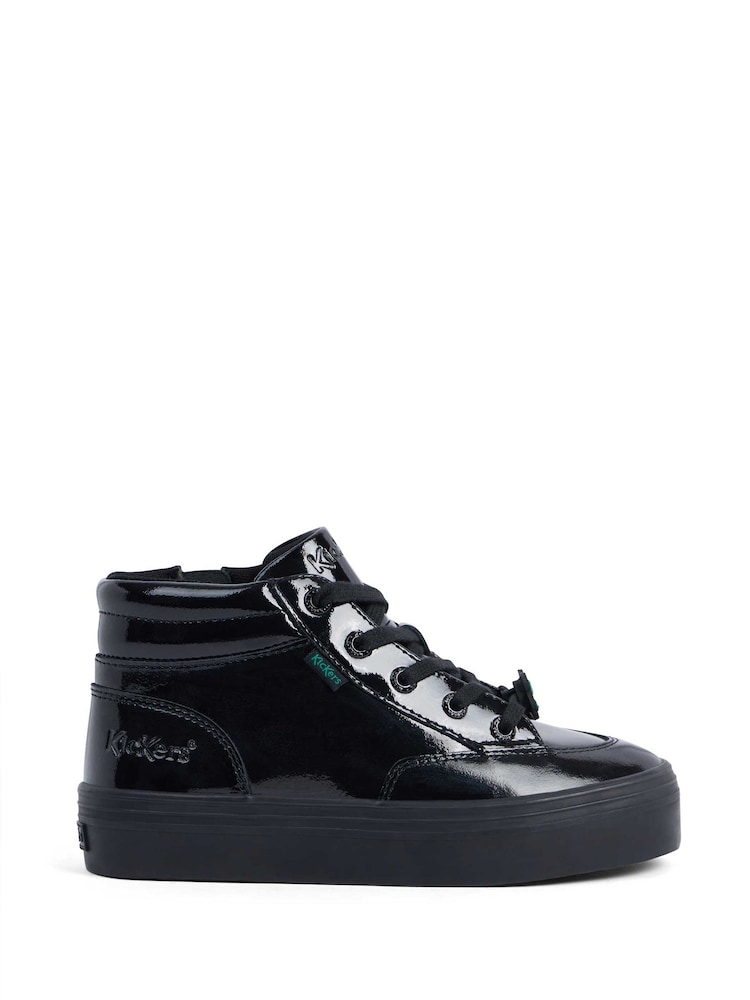 Kickers Black Tovni Stack Hi Flower Patent Trainers - Image 2 of 5