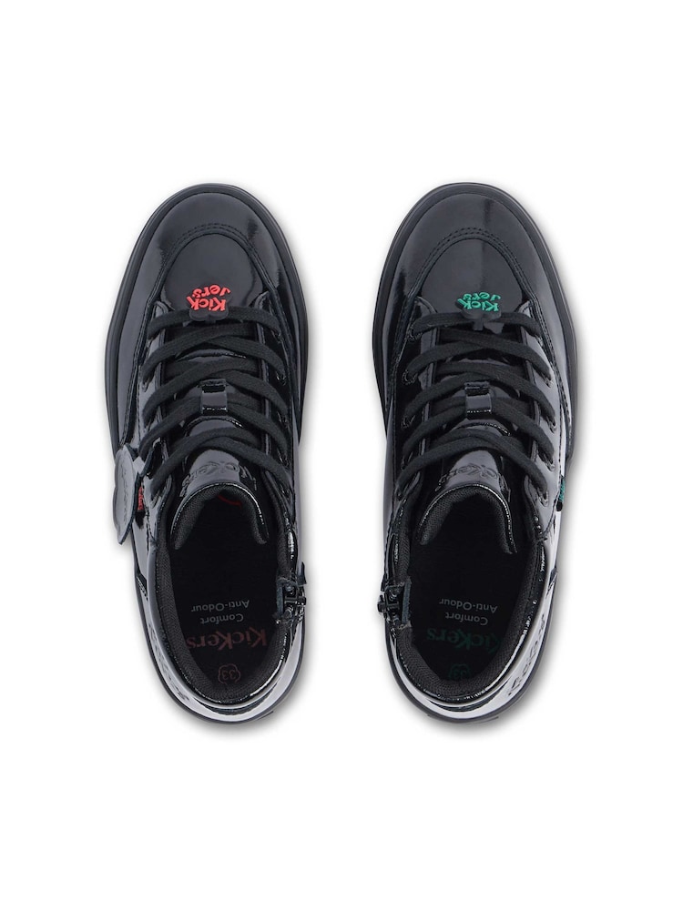 Kickers Black Tovni Stack Hi Flower Patent Trainers - Image 5 of 5