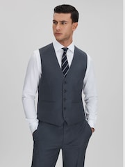 Reiss Airforce Blue Humble Slim Fit Single Breasted Wool Waistcoat - Image 1 of 6