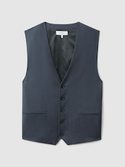 Reiss Airforce Blue Humble Slim Fit Single Breasted Wool Waistcoat - Image 2 of 6
