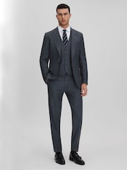 Reiss Airforce Blue Humble Slim Fit Single Breasted Wool Waistcoat - Image 3 of 6