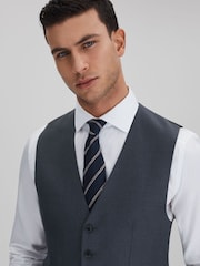 Reiss Airforce Blue Humble Slim Fit Single Breasted Wool Waistcoat - Image 4 of 6