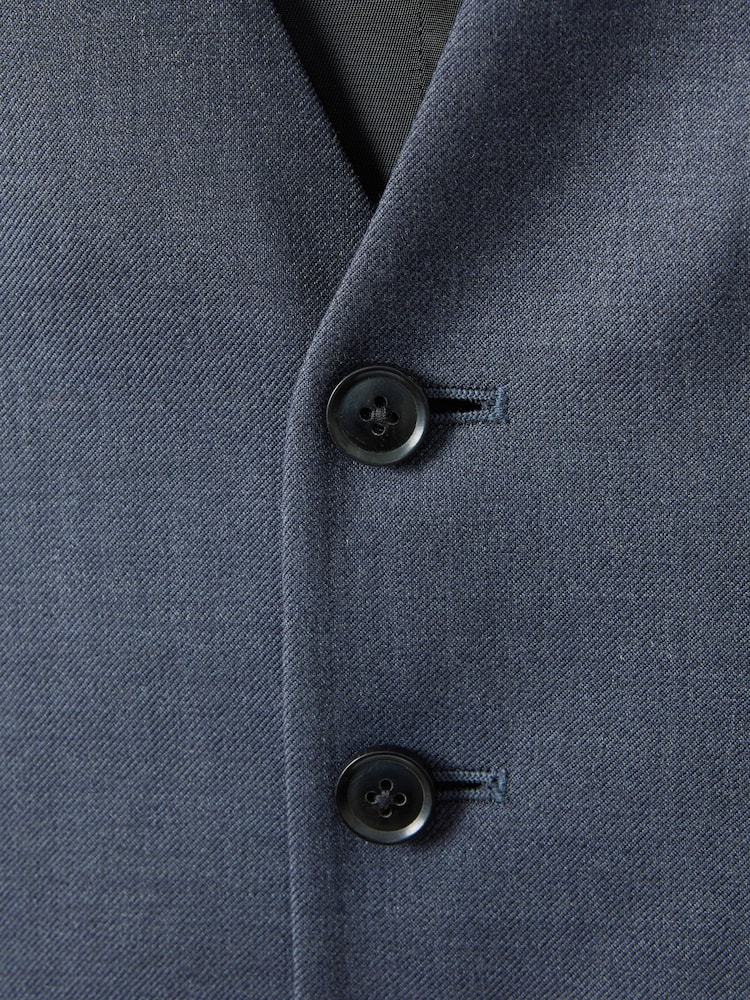Reiss Airforce Blue Humble Slim Fit Single Breasted Wool Waistcoat - Image 6 of 6