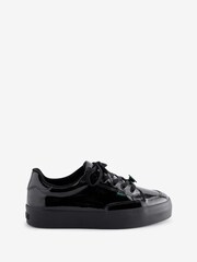 Kickers Black Tovni Stack Lo Flower Patent Trainers - Image 1 of 7