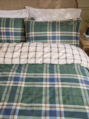 Wylder Nature Forest Navy Brushed Cotton Braemar Check Reversible Duvet Set - Image 2 of 3