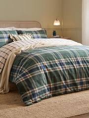 Wylder Nature Forest Navy Brushed Cotton Braemar Check Reversible Duvet Set - Image 3 of 3