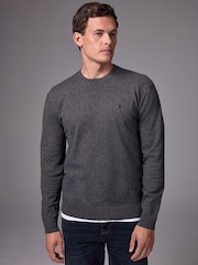 V barvi oglja - v standardnem kroju Cotton Rich okrogli ovratnik; z okroglim ovratnikom pulover - Slika 1 iz 7