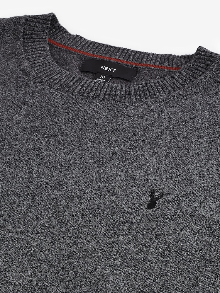 Anthrazitgrau - Baumwollreicher Pullover mit Rundhalsausschnitt in normaler Passform - Bild 7 von 7 Anthrazitgrau - Baumwollreicher Pullover mit Rundhalsausschnitt in normaler Passform - Bild 7 von 7