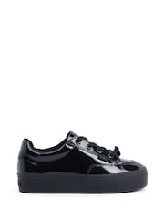 Kickers Black Tovni Stack Lo Flower Patent Trainers - Image 1 of 5