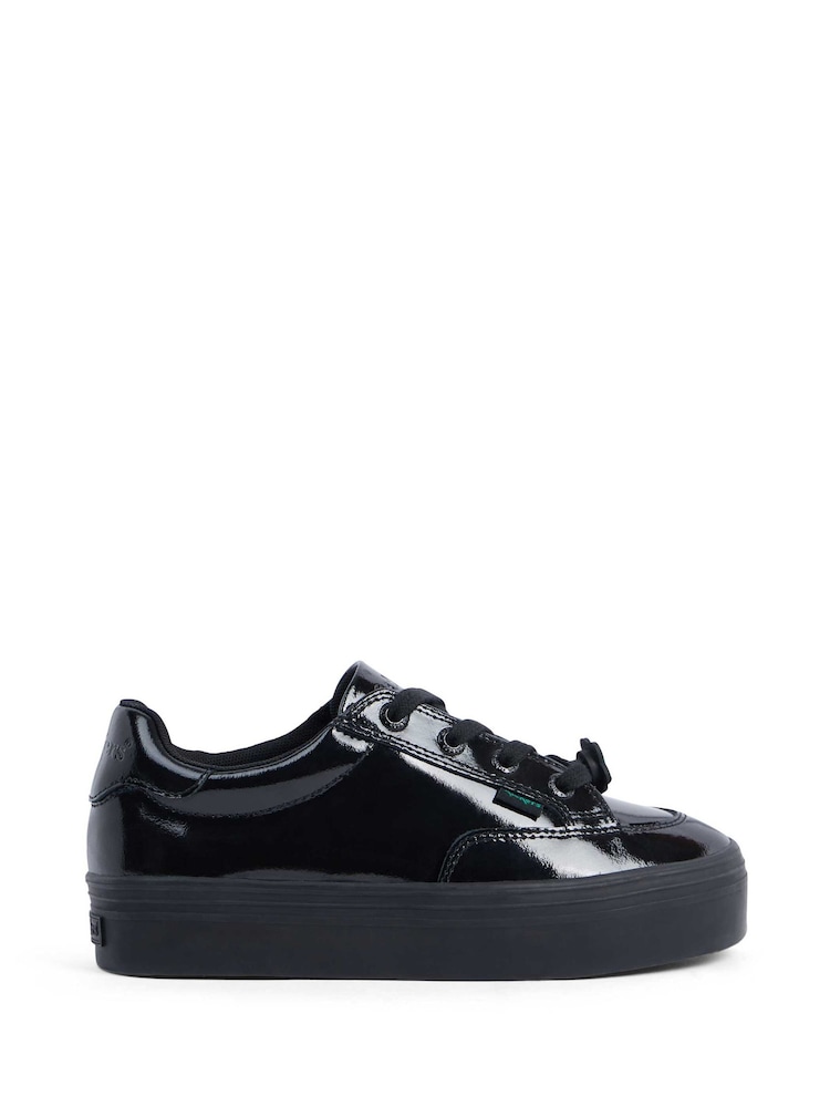 Kickers Black Tovni Stack Lo Flower Patent Trainers - Image 1 of 5