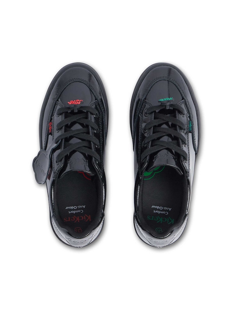 Kickers Black Tovni Stack Lo Flower Patent Trainers - Image 2 of 5