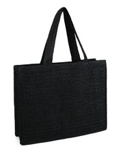 South Beach Black Straw Woven Shoulder Tote Bag - Image 5 of 7