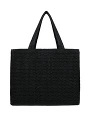 South Beach Black Straw Woven Shoulder Tote Bag - Image 7 of 7