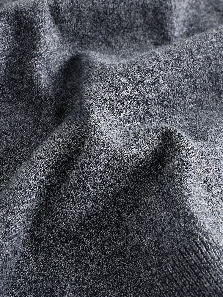 Grey Charcoal Regular Fit Knitted Long Sleeve Polo Shirt - Image 8 of 8