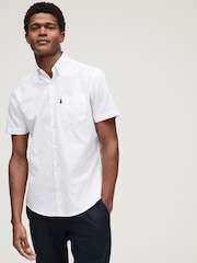 White Regular Fit Short Sleeve Easy Iron Button Down Oxford Shirt - Image 1 of 7