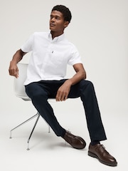 White Regular Fit Short Sleeve Easy Iron Button Down Oxford Shirt - Image 2 of 7