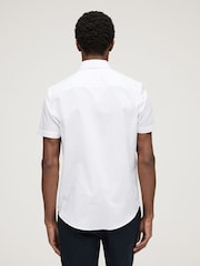 White Regular Fit Short Sleeve Easy Iron Button Down Oxford Shirt - Image 3 of 7