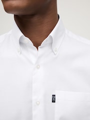 White Regular Fit Short Sleeve Easy Iron Button Down Oxford Shirt - Image 4 of 7