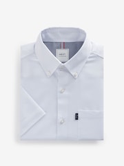 White Regular Fit Short Sleeve Easy Iron Button Down Oxford Shirt - Image 5 of 7