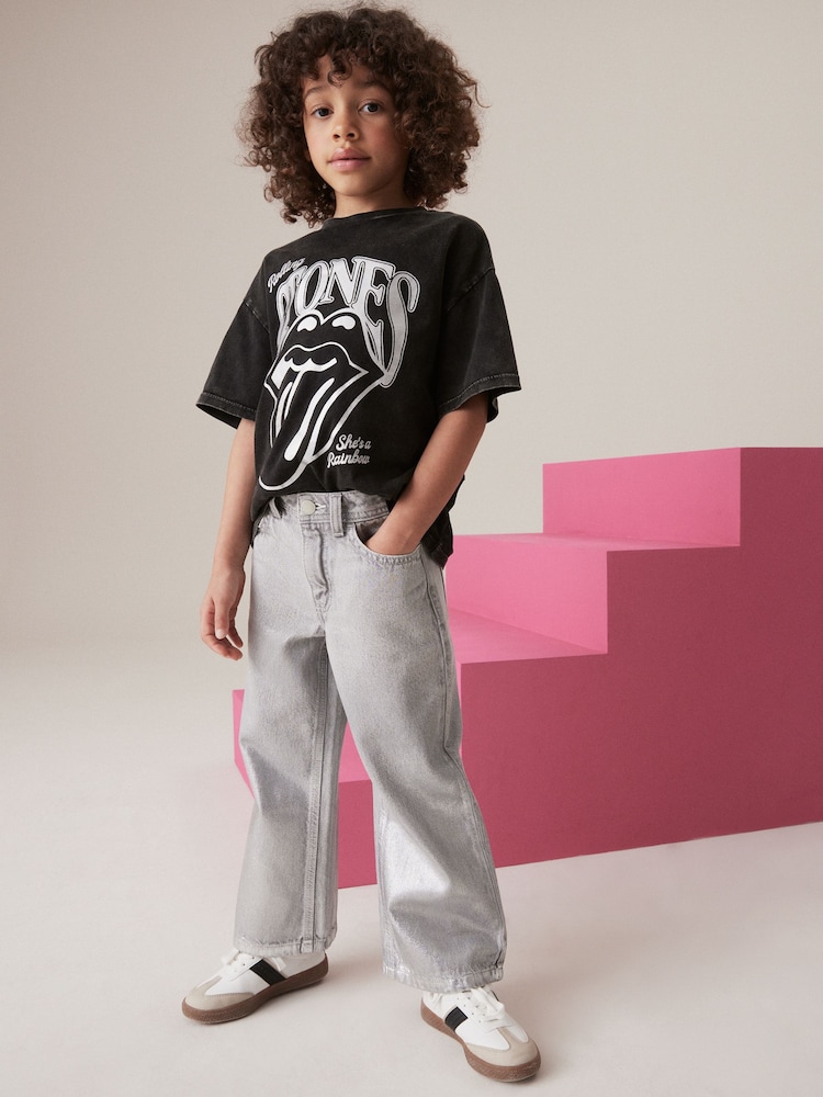 Grey Foil 100% Cotton Wide Leg Jeans (3-16yrs) - Image 2 of 7