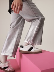 Grey Foil 100% Cotton Wide Leg Jeans (3-16yrs) - Image 4 of 7