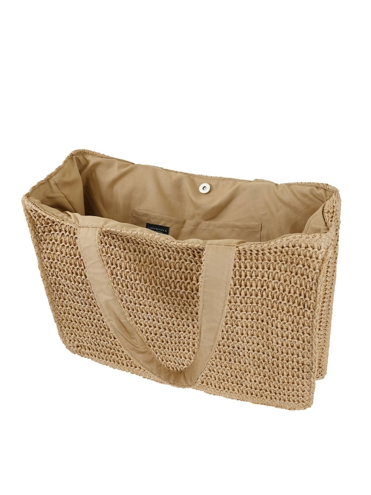 South Beach Natural Straw Woven Shoulder Tote Bag - Image 6 of 6