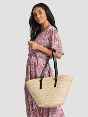South Beach Brown Shoulder Straw Tote Bag - Image 1 of 6