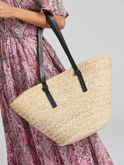 South Beach Brown Shoulder Straw Tote Bag - Image 2 of 6