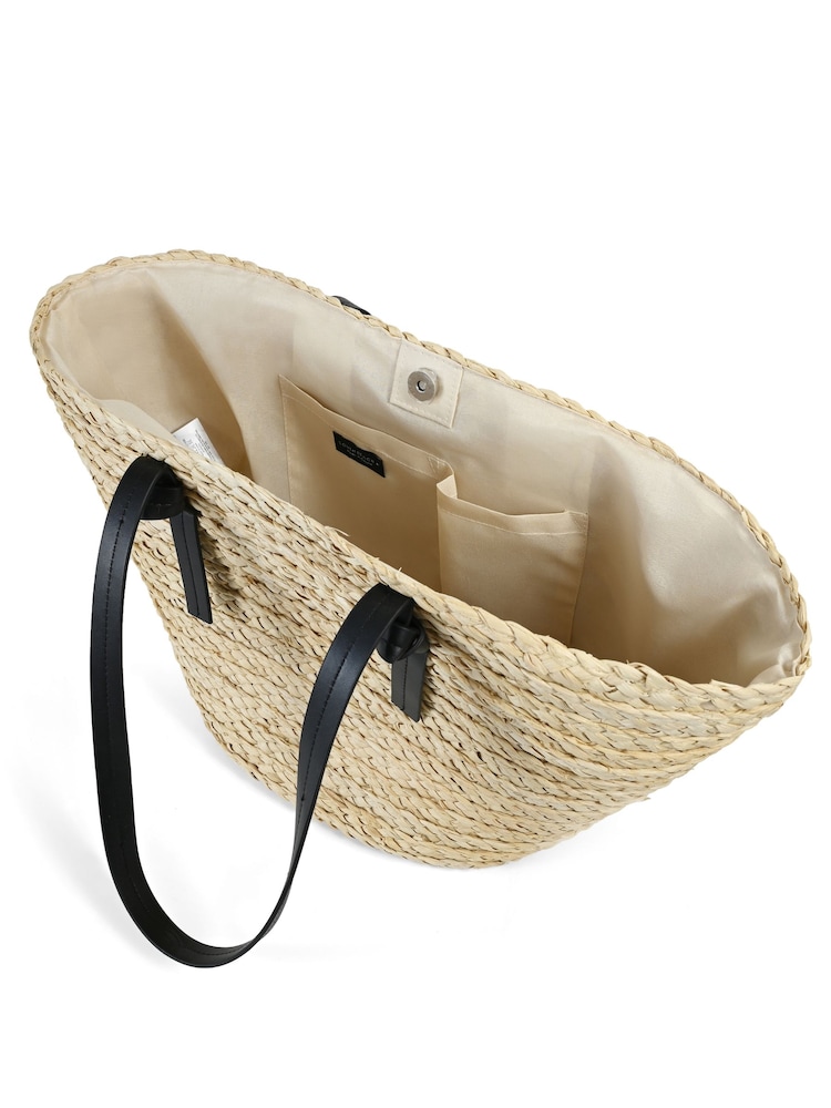 South Beach Brown Shoulder Straw Tote Bag - Image 6 of 6
