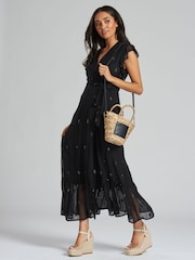 South Beach Black Mini Straw Cross-Body Bag - Image 1 of 5