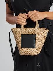South Beach Black Mini Straw Cross-Body Bag - Image 2 of 5