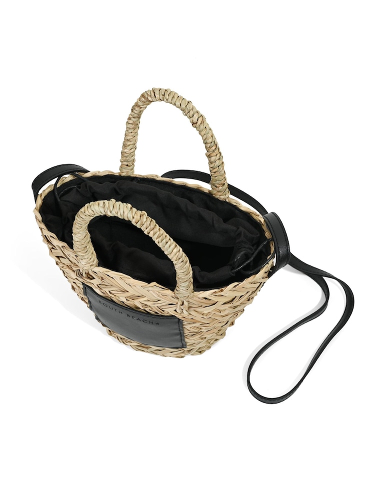 South Beach Black Mini Straw Cross-Body Bag - Image 5 of 5