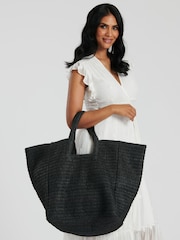 South Beach Black Oversized Woven Shoulder Bag - Image 2 of 3