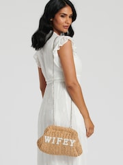 South Beach Natural Clutch Bag With Wifey Pearl Embellishment - Image 3 of 4