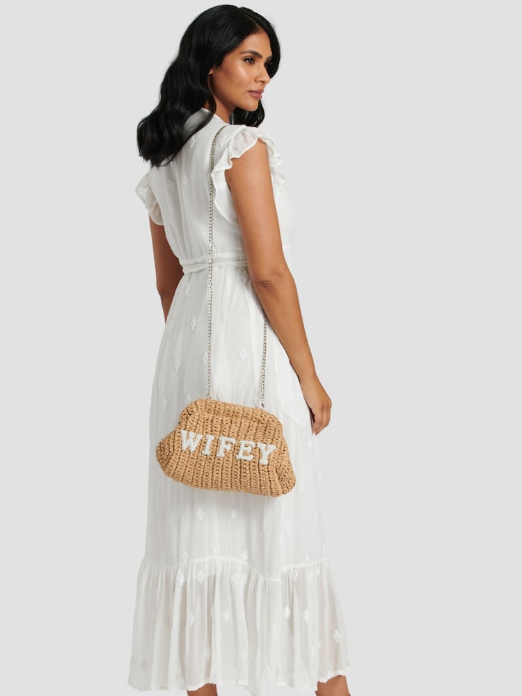 South Beach Natural Clutch Bag With Wifey Pearl Embellishment - Image 4 of 4