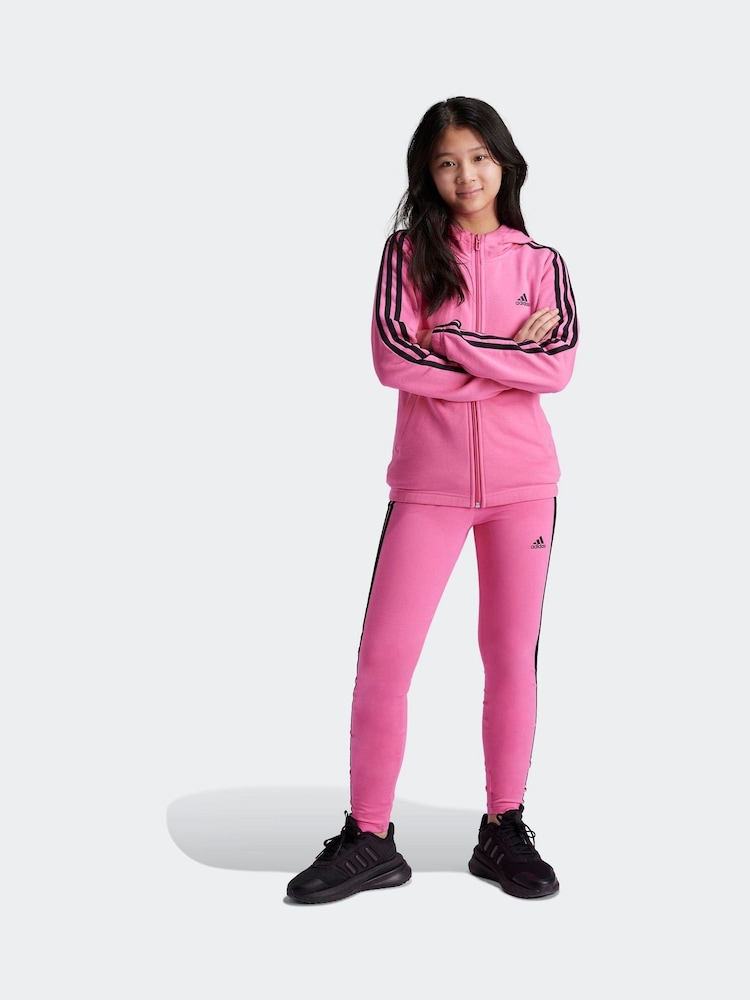 adidas Pink Sportswear Essentials 3-Stripes Cotton Leggings - Image 1 of 6