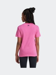 adidas Dark Pink Slim Fit Junior Essentials Linear Logo 100% Cotton T-Shirt - Image 2 of 7